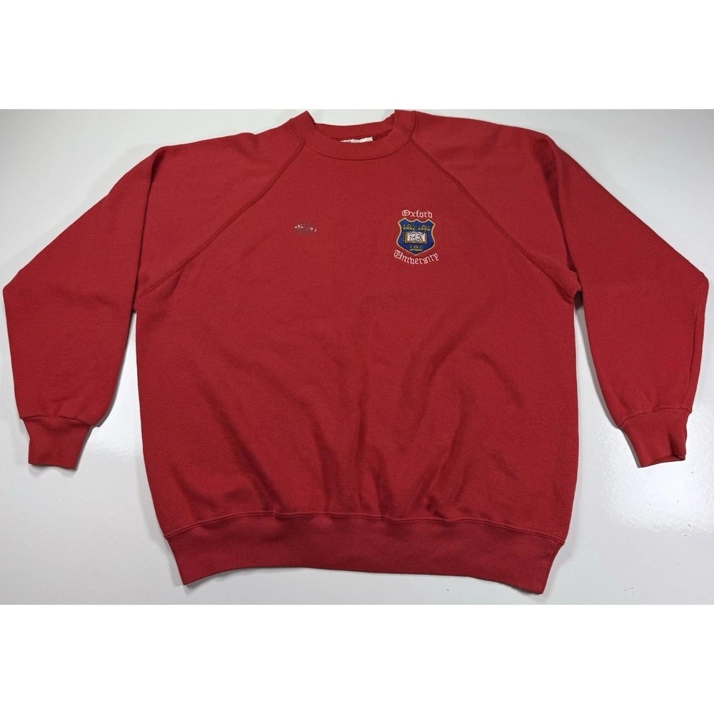 Oxford University Sweatshirt Mens Burgundy Crewneck College Pullover Embroidered